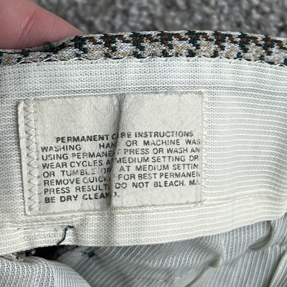 Vintage Dress Pants Womens 28 Beige Check Straight Leg Flat Front Twill Business - Picture 5 of 13